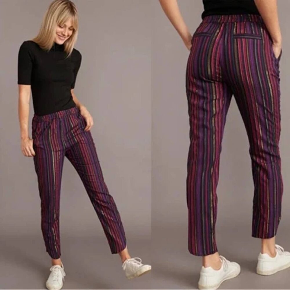 *SOLD* Marine Layer - Allison Pant Lurex Rainbow Gold Multi Stripe – XS